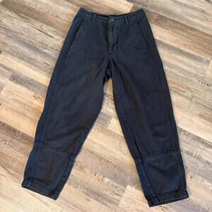 Quince Y2K sz 6 Black Organic Cotton Twill Ankle Pants Straight High Rise Casual